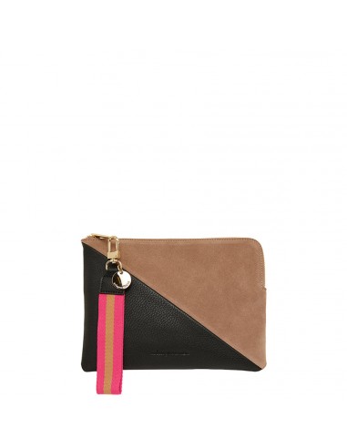 PAIGE CLUTCH SPLICE - BLACK PEBBLE & FAWN SUEDE