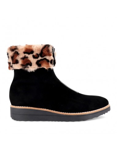 OHANA  - BLACK SUEDE/ LEOPARD FUR