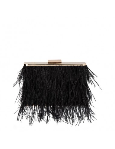 ESTELLE FEATHER CLUTCH - BLACK