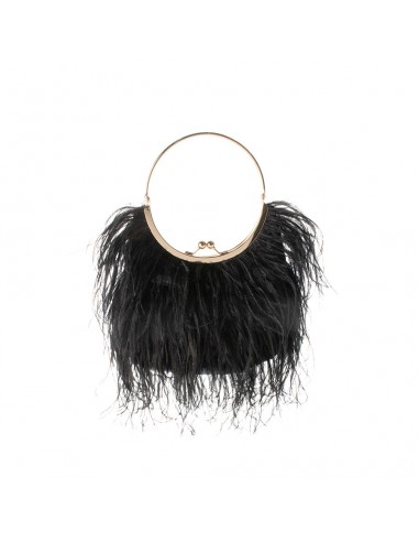 PENNY FEATHERED FRAME BAG - BLACK