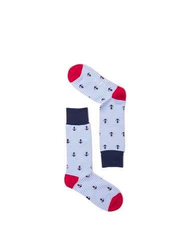 ANCHOR SOCKS- PALE BLUE AND WHITE STRIPES