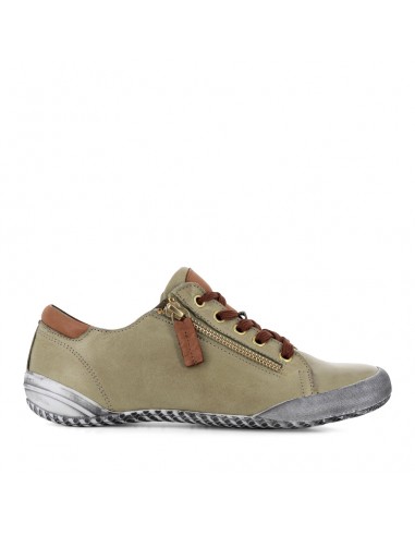 TESS - KHAKI/BRANDY LEATHER