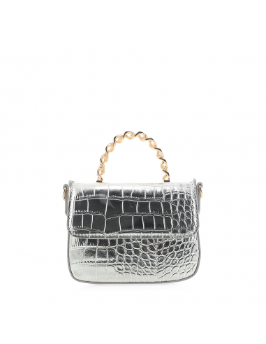 ALLAIAH HANDLE BAG - METALLIC SILVER CROC